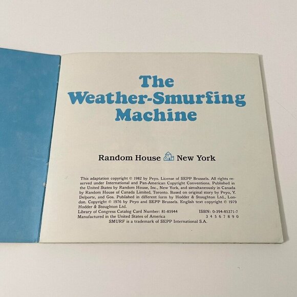 Vintage 1982 Smurf Book The Weather Smurfing Machine Peyo - Picture 8 of 16